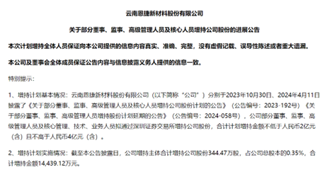 对未来有信心！恩捷股份：董高监及核心人员增持金额超1.4亿元