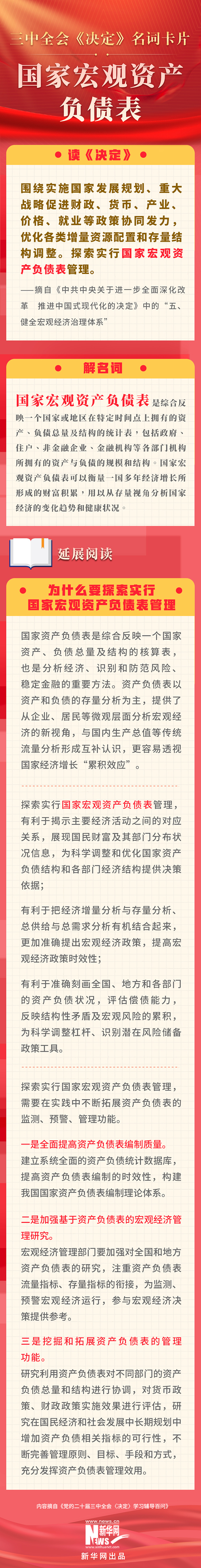 三中全会《决定》名词卡片天天学：国家宏观资产负债表