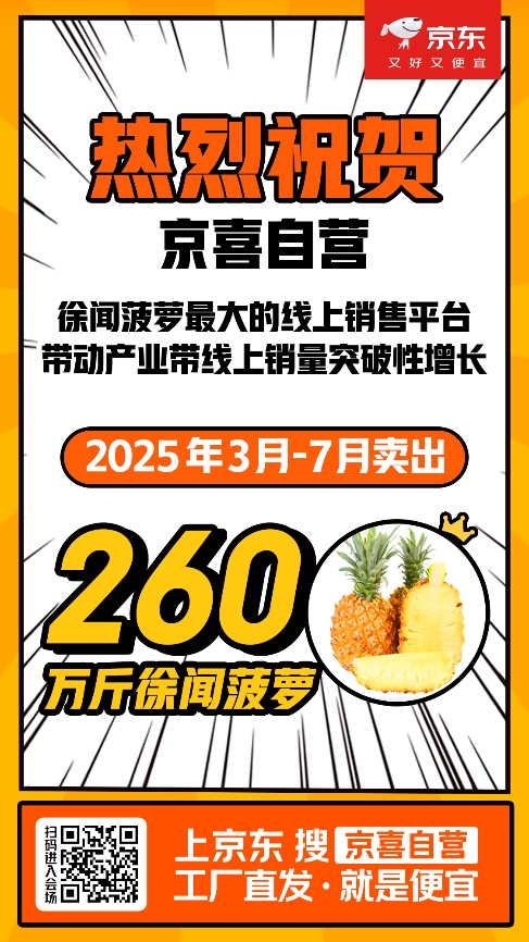 京东京喜自营成徐闻菠萝最大线上销售平台 销量超260万斤
