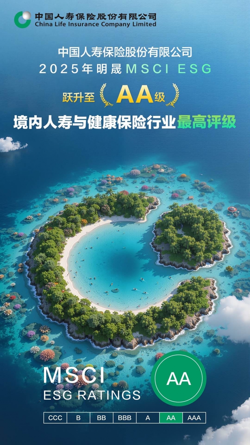 中国人寿MSCI（明晟）ESG评级调升至AA