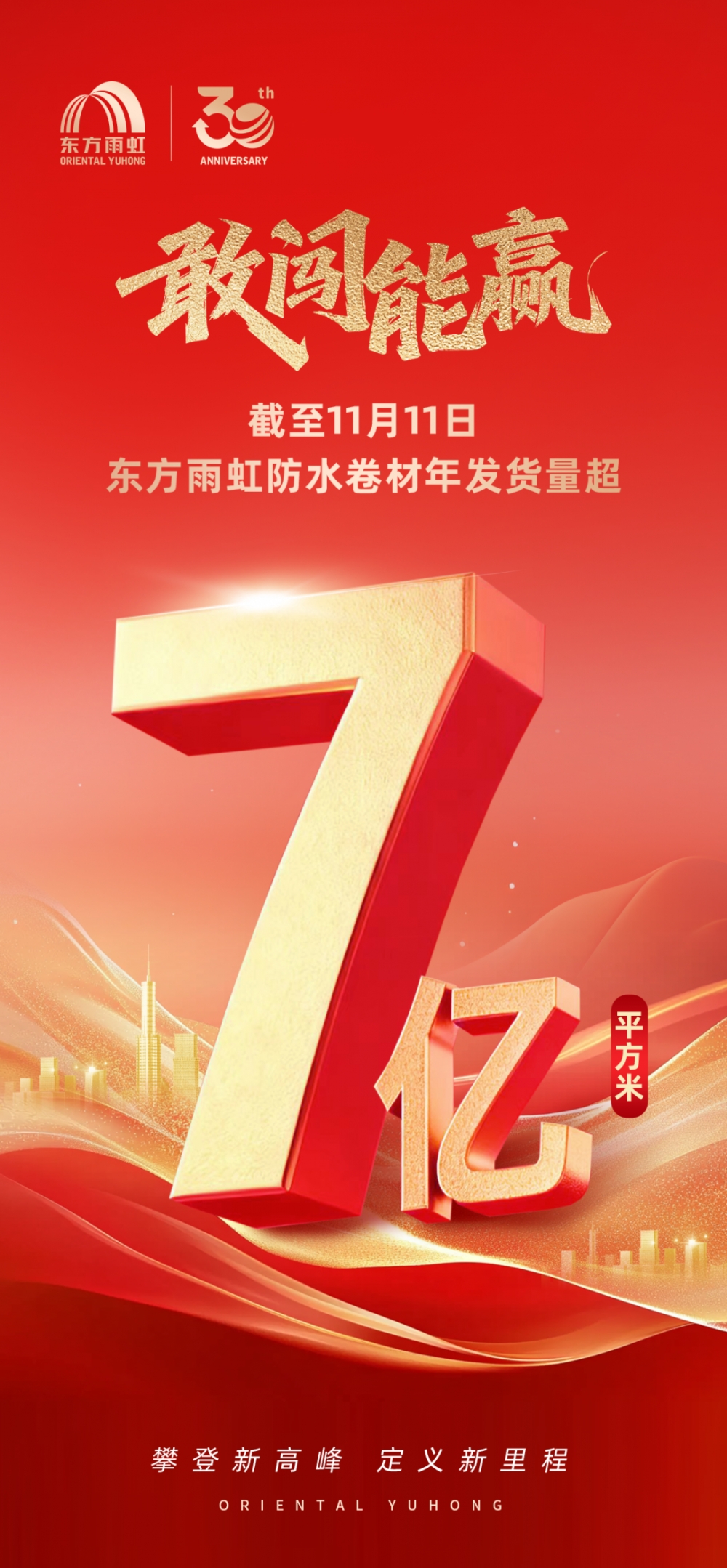 东方雨虹防水卷材年发货量突破7亿平米，开启全球领跑新篇章！