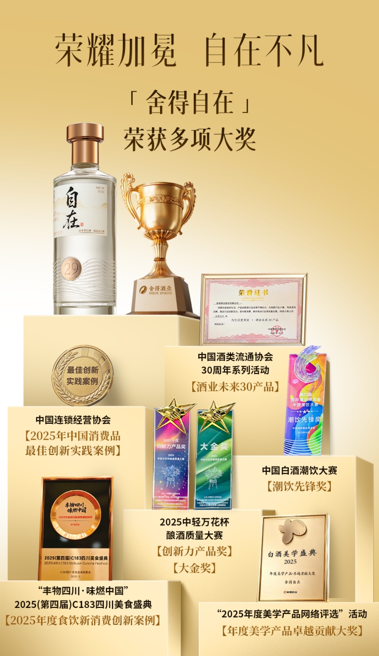 三个月揽获七项大奖，舍得自在“破圈”低度酒赛道