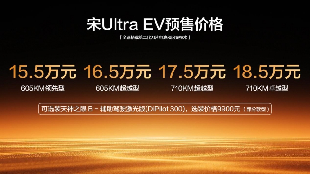 预售15.5万元起，宋Ultra EV引领B级SUV进入闪充时代