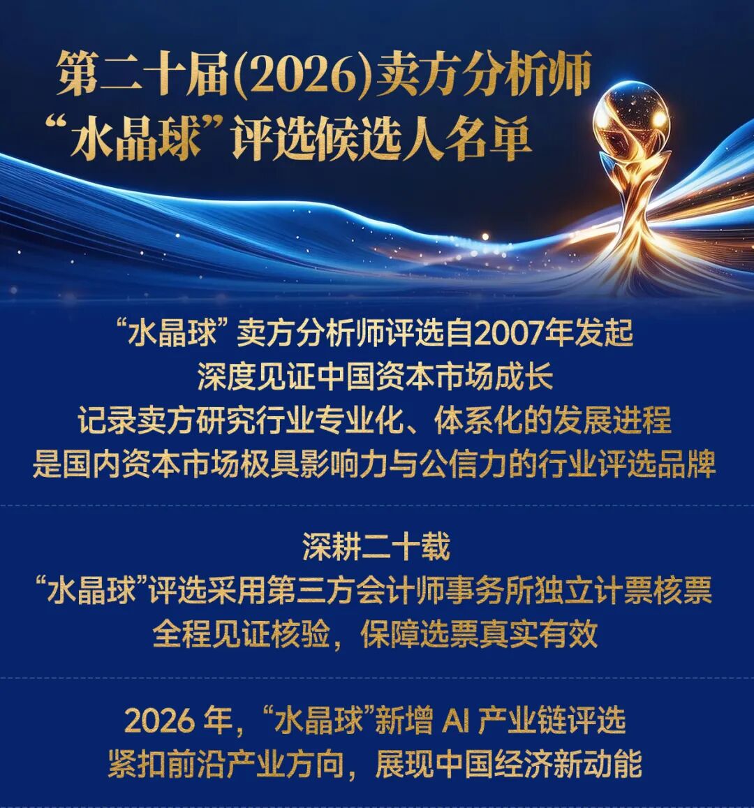 第二十届卖方分析师“水晶球”评选候选人名单发布